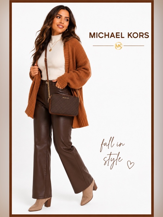 Michael Kors Handbags - MICHAEL KORS Brown Logo Signature Crossbody Bag